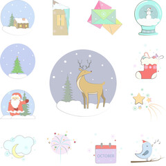 Christmas, deer, reindeer icon in a collection with other items