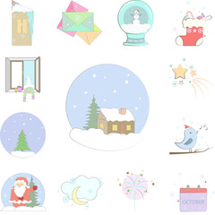 Christmas, house, winter icon in a collection with other items