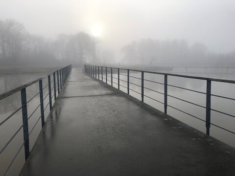 Bridge in the morning fog