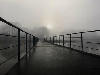 Morning fog on the pier