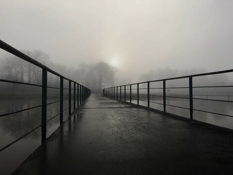 Morning fog on the pier