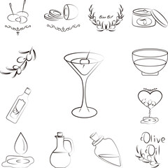 Martini olive, alcohol icon in a collection with other items