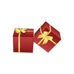 Red Gift Box with Ribbon - Gift Box vector illustration