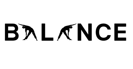 Yoga Balance logo as lettering and poses.