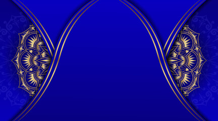 luxury blue background, with gold mandala decoration
