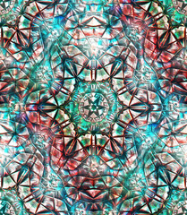 Kaleidoscope in blue and light gray with a burnt tone and sandy grain, and light relief in the strokes