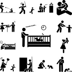 Baby, childcare, parenting, sleep icon in a collection with other items
