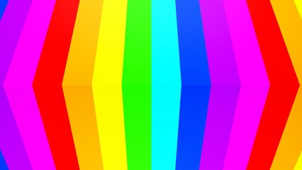 3D rendering. Vertical lines forming 3d effects with rainbow lines pattern. Very colorful lines forming a triangular effect. Striped textured background