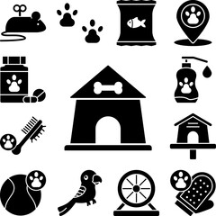 Dog box, dog icon in a collection with other items