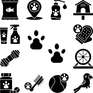 Paw, animal icon in a collection with other items