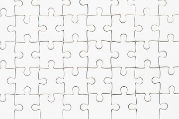 White jigsaw puzzle pattern background. Jigsaw backdrop for web site, marketing, app and logo template. Creative art concept, vector illustration, eps 10, business success, teamwork