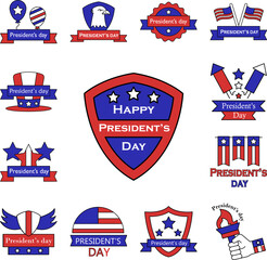 President day shield star icon in a collection with other items