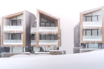 modern house in winter