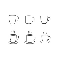 Mug icon set. Editable vector stroke.