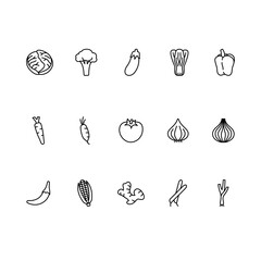 Vegetables line icon set. Editable vector stroke.