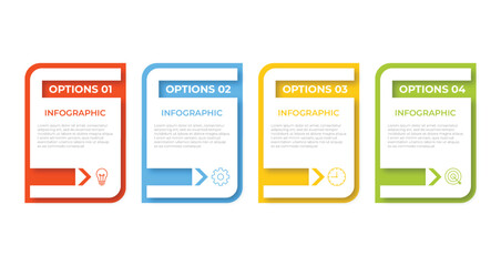 Business infographic design template with 4 options, steps or processes. Can be used for workflow layout, diagram, annual report, web design