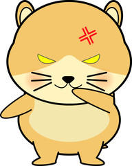 怒るかわいいハムスターのキャラクター