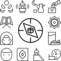 Compass Ramadan icon in a collection with other items