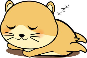 寝るかわいいハムスターのキャラクター