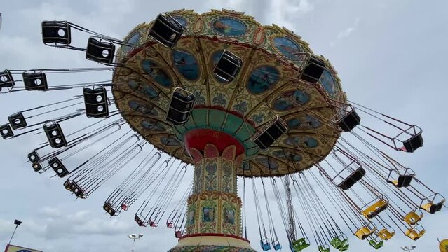 Empty Swing Ride at the Fair amusement park carnival ride