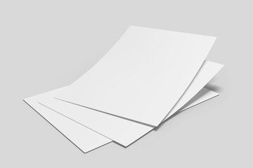 Realistic blank flyer illustration for mockup. 3D Render.