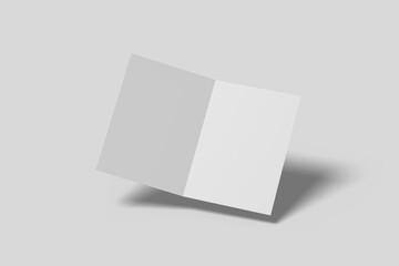 Realistic blank bifold brochure illustration for mockup. 3D Render.