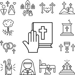 Fototapeta premium Bible, hand, swear icon in a collection with other items
