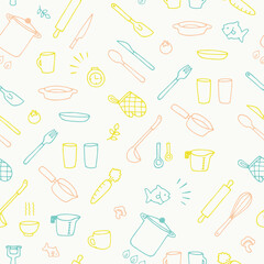 手描きのキッチンツールのパターン