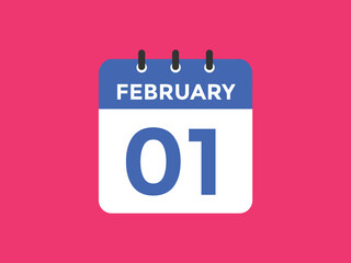 February 1 Calendar icon Design. Calendar Date 1st February. Calendar template 
