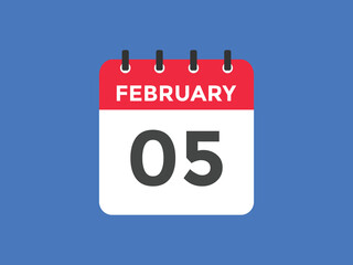 February 05 calendar reminder. 05th February daily calendar icon template. Vector illustration 
