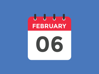 February 06 calendar reminder. 06th February daily calendar icon template. Vector illustration 
