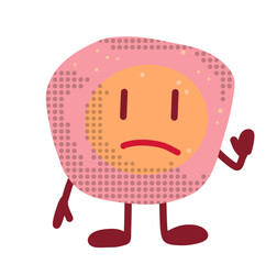 Blob pink egg cartoon character with expression facial smile happy unhappy illustration art