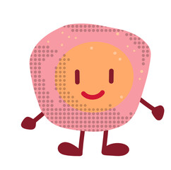 Blob pink egg cartoon character with expression facial smile happy unhappy illustration art