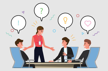 Business People Having Board Meeting,Vector illustration cartoon character.