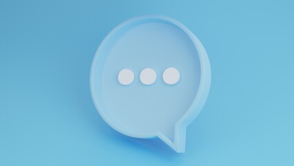 social media notification icon isolated on Blue background.Comments or user social media,template design for social media and website.pastel concept.3D rendering illustration