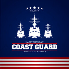 Happy birthday United States Coast Guard theme vector illustration. Suitable for Poster, Banners, background and greeting card.  © YB14