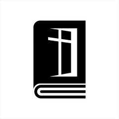 Open Door Book Logo Vector with cross