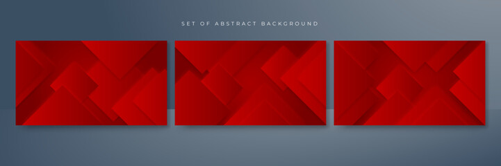 Set of modern red abstract background