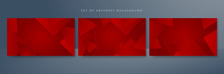 Set of modern red abstract background
