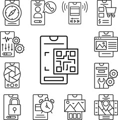 Smartphone Qr code icon in a collection with other items