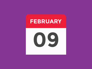 February 09 calendar reminder. 09th February daily calendar icon template. Vector illustration 
