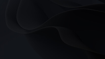 Curvy Black Layers. Elegant Abstract 3D Background. 3D Render.
