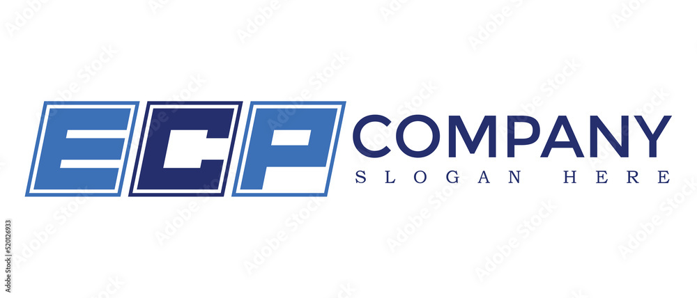 Poster ecp three letter rounded rectangle boxes shape element symbol digital initial technology media busin