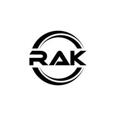 RAK letter logo design with white background in illustrator, vector logo modern alphabet font overlap style. calligraphy designs for logo, Poster, Invitation, etc.