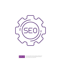 SEO Setting with Gear Wheel Line Icon