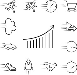 speed bar chart icon in a collection with other items