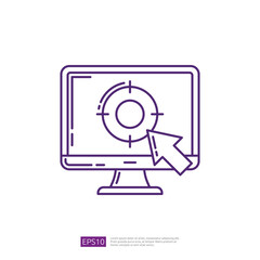 Digital Target Advertising Line Icon. Internet Marketing