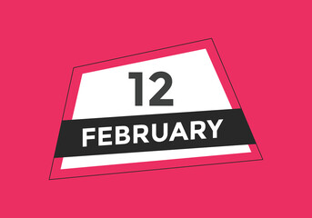 February 12 Calendar icon Design. Calendar Date 12th February. Calendar template 
