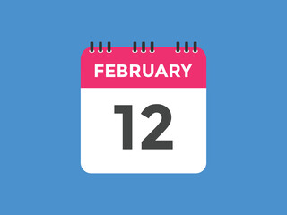 February 12 calendar reminder. 12th February daily calendar icon template. Vector illustration 
