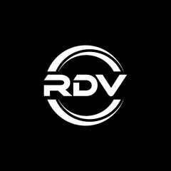 RDV letter logo design with black background in illustrator, vector logo modern alphabet font overlap style. calligraphy designs for logo, Poster, Invitation, etc.